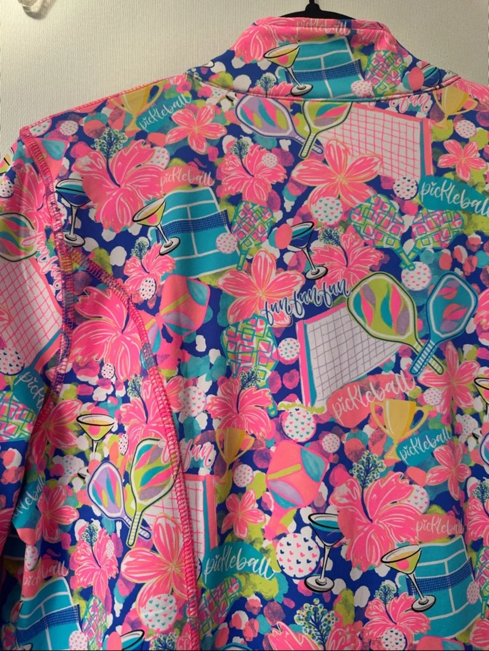 Lulu B Pickleball Print Zip Up Jacket Large UPF 50+ Sun ProtectionLong Sleeve